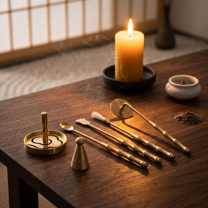 Brass Incense Ritual Tool Kit For Powder & Cone Incense