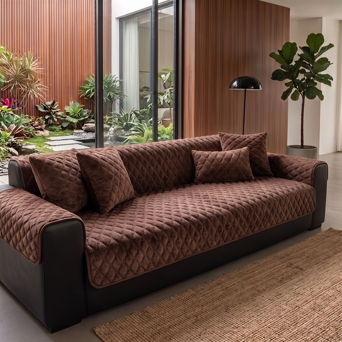 Quilted Plush Non-Slip Sofa Cover Panel