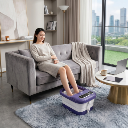 Collapsible Heated Foot Spa Bath With Temperature Control & Massage Rollers