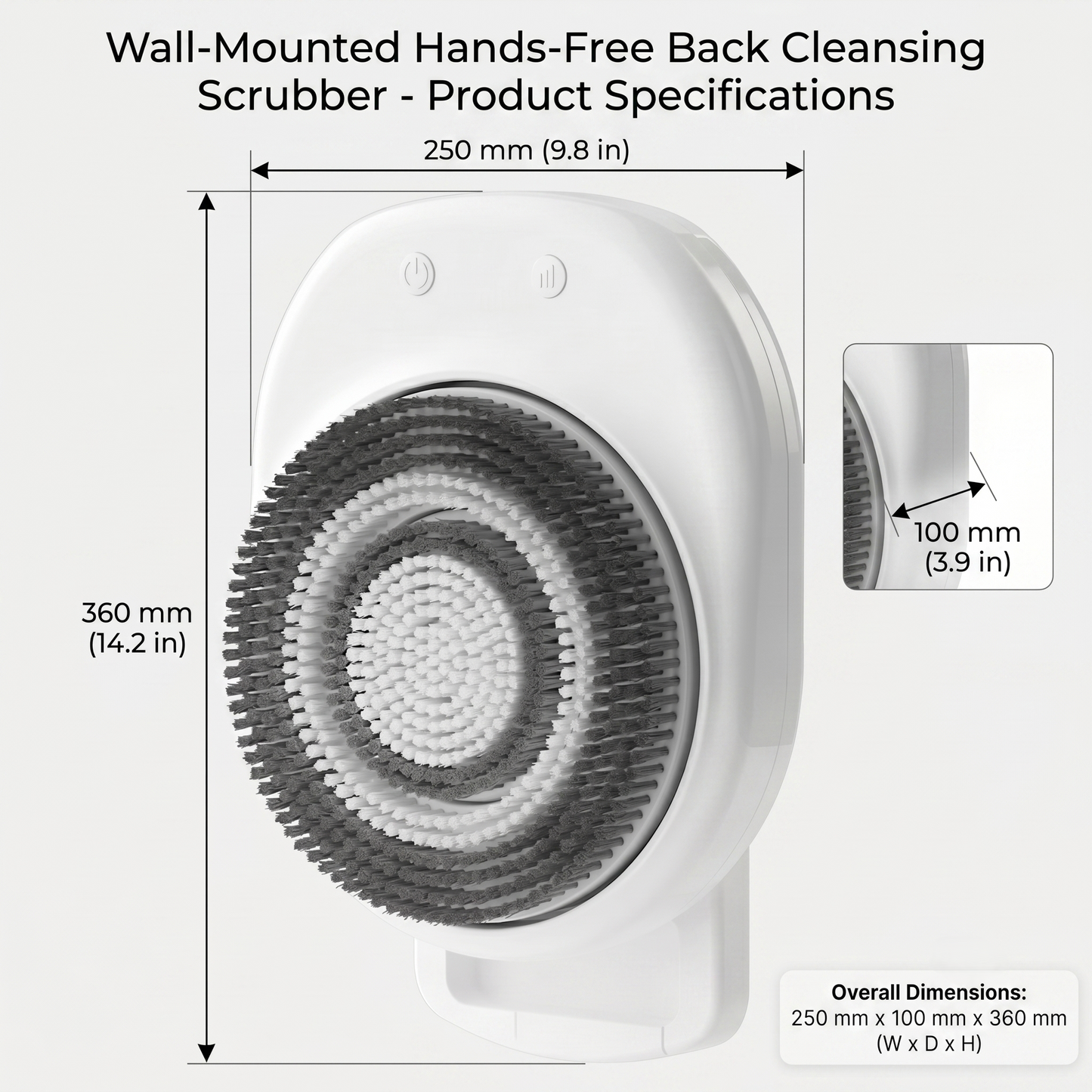 Wall-Mounted Electric Shower Scrubber For Hands-Free Back Cleansing