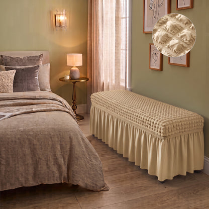 Stretch Textured Bench Cover with Ruffled Skirt