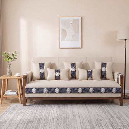 Chenille Non-Slip Modular Sofa Cover with Decorative Woven Border