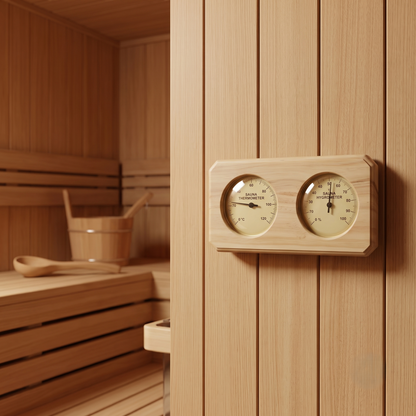 Wooden Sauna Thermometer & Hygrometer 2-in-1 Wall Gauge