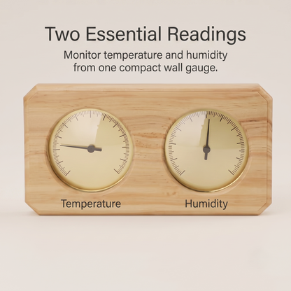 Wooden Sauna Thermometer & Hygrometer 2-in-1 Wall Gauge