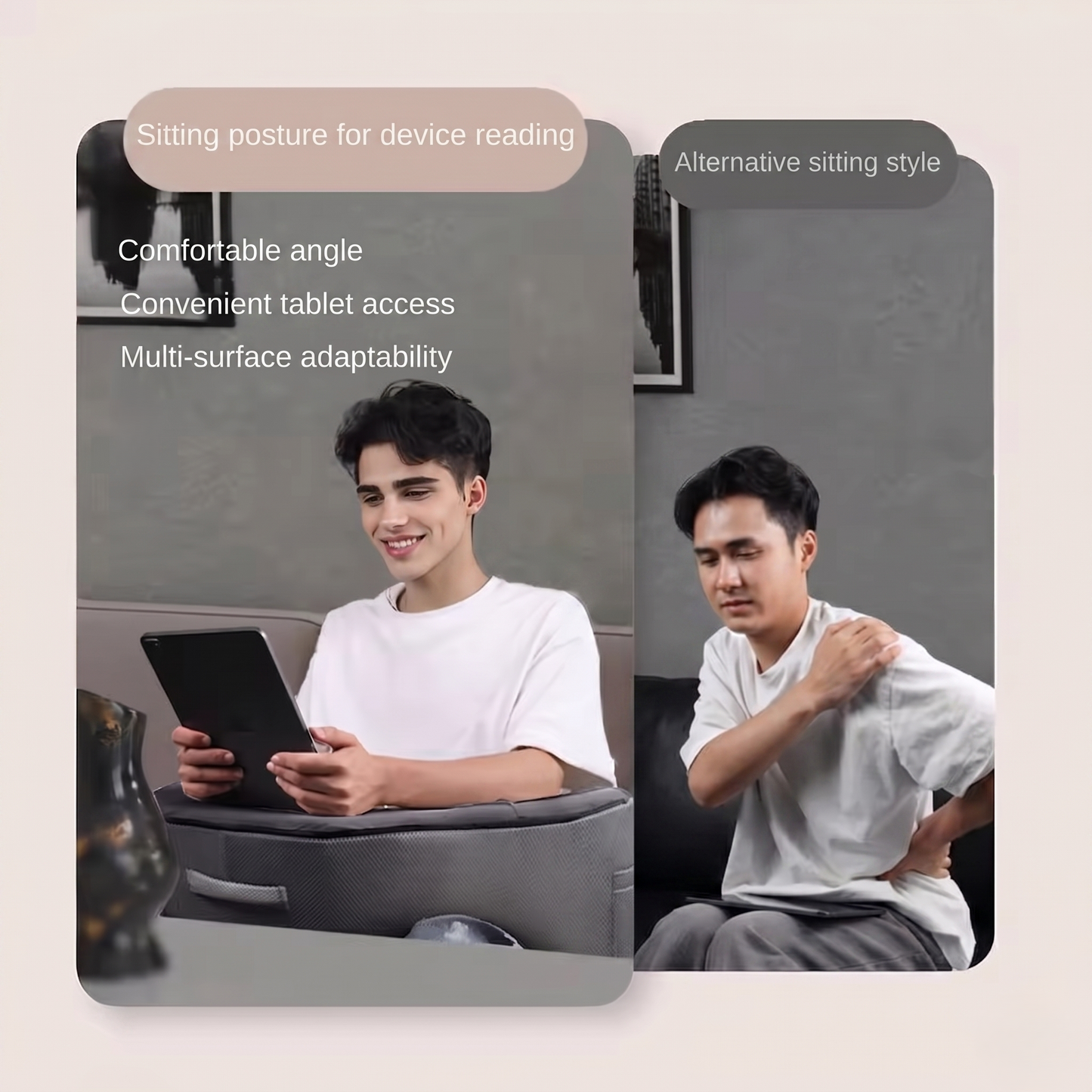 Ergonomic Lap Desk Pillow with Arm Support, Cup Holder & Side Pockets