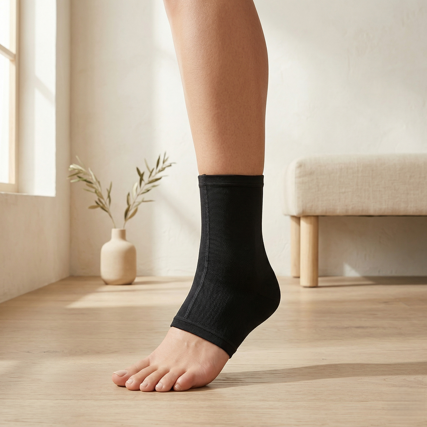 Cooling Compression Ankle Sleeve with Flexible Support & Reusable Gel Insert