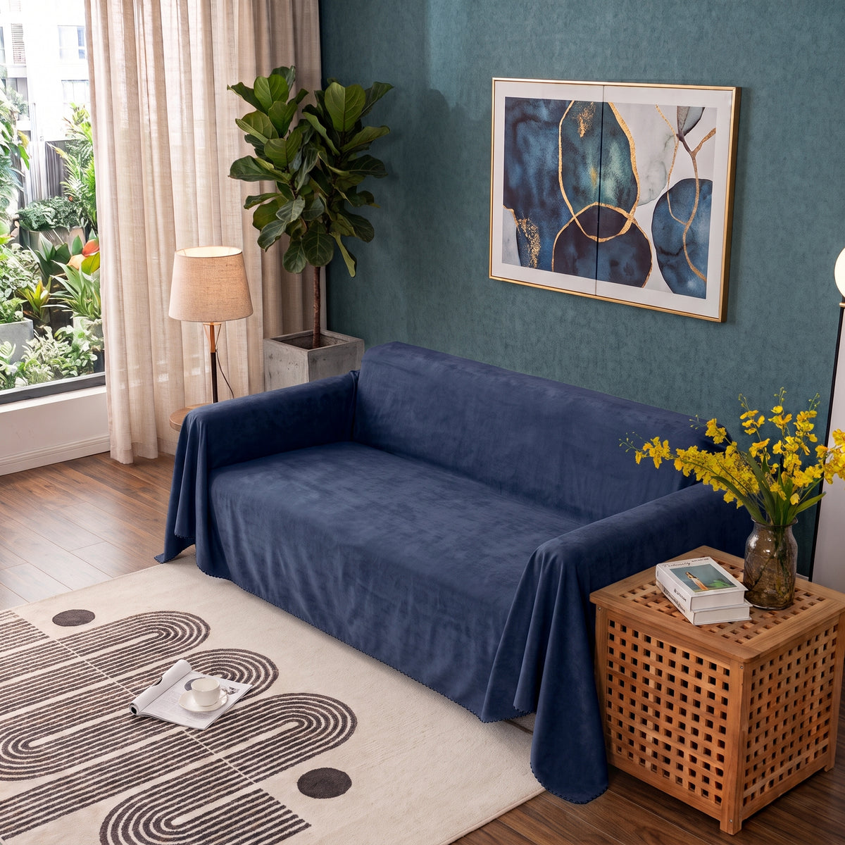 Waterproof Anti-Slip Sofa Cover Blanket with Quilted 200 GSM Polyester