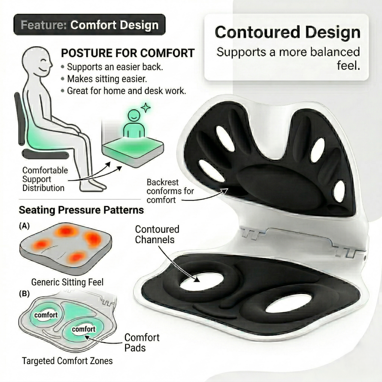 Ergonomic Seat Support Cushion | Posture Support for Sitting | Kovelli™