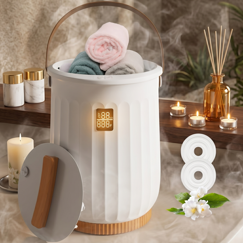 Kovelli™ Luxury Towel Warmer Bucket – Spa-Inspired Heated Towel & Blanket Warmer with Aromatherapy
