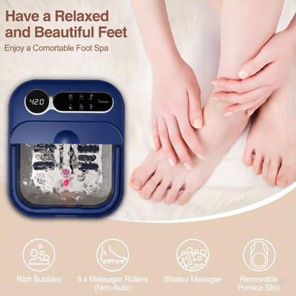 Collapsible Heated Foot Spa Bath With Temperature Control & Massage Rollers