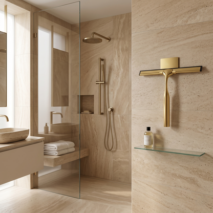 Kovelli Brass Shower Glass Squeegee With Wall Mount Hook