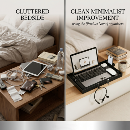 Kovelli™ Clip-On Bedside Shelf Tray – Space Saving Bed Organizer for Laptop, Phone & Drinks