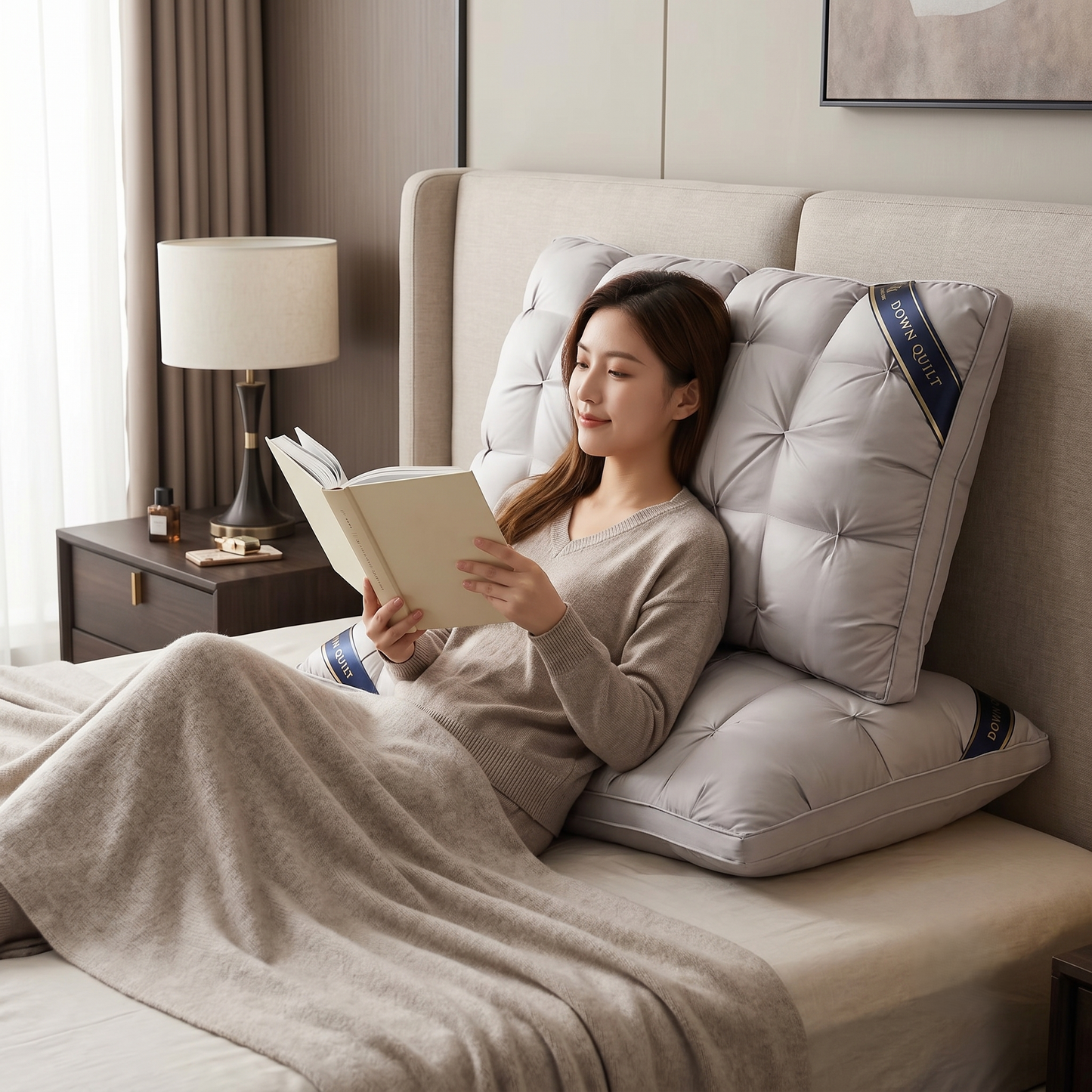 Tufted Plush Bed Rest Reading Pillow with Back Support Cushion