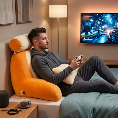 Oversized Reading Pillow With Headrest & Lumbar Support – Plush Bed Backrest Cushion For Relaxing, Reading & Gaming
