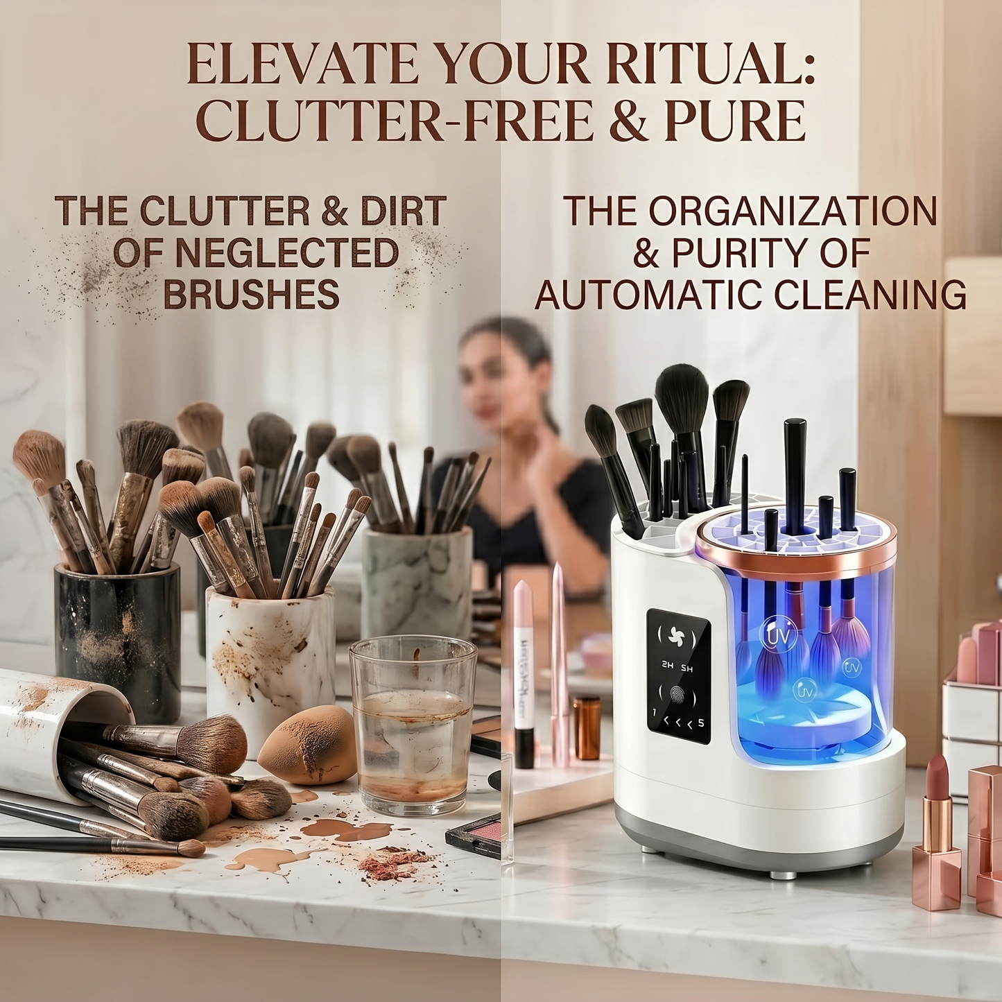 Kovelli™ Smart Makeup Brush Cleaner & Dryer – Automatic USB Cosmetic Brush Cleaning Machine