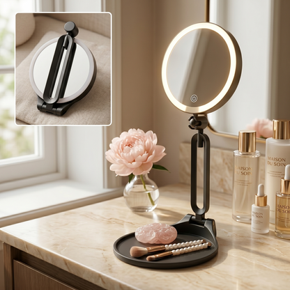 Kovelli™ LED Makeup Mirror with Lights & 30X Magnification – Rechargeable Portable Vanity Mirror