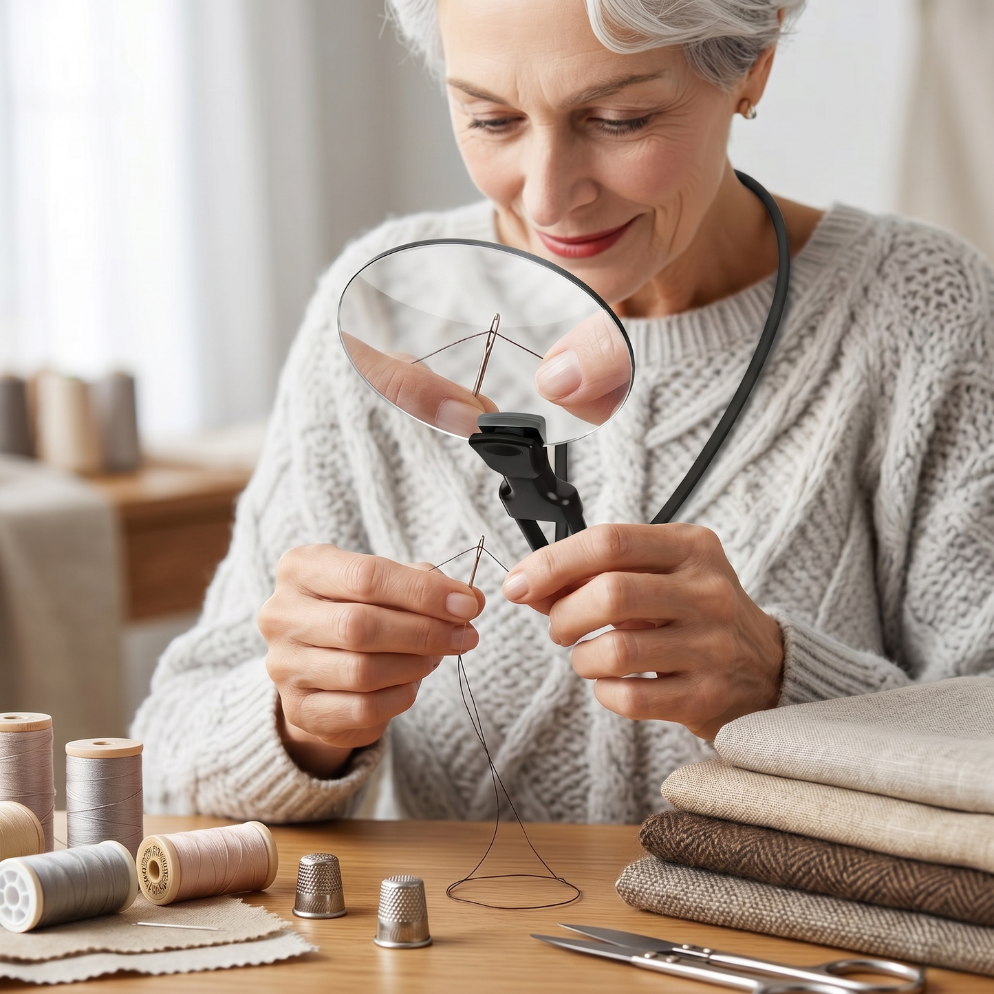 Hands-Free Neck 3X Magnifier for Reading, Sewing & Detailed Work