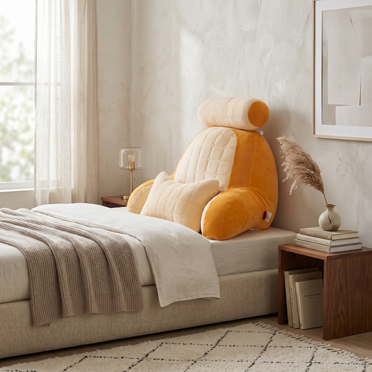 Oversized Reading Pillow With Headrest & Lumbar Support – Plush Bed Backrest Cushion For Relaxing, Reading & Gaming