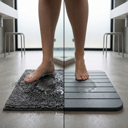 Foldable Quick-Dry Stone Bath Mat – Ultra Absorbent Diatomite Bathroom Mat, Non-Slip & Mold Resistant