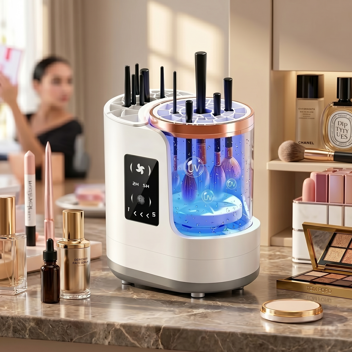 Kovelli™ Smart Makeup Brush Cleaner & Dryer – Automatic USB Cosmetic Brush Cleaning Machine