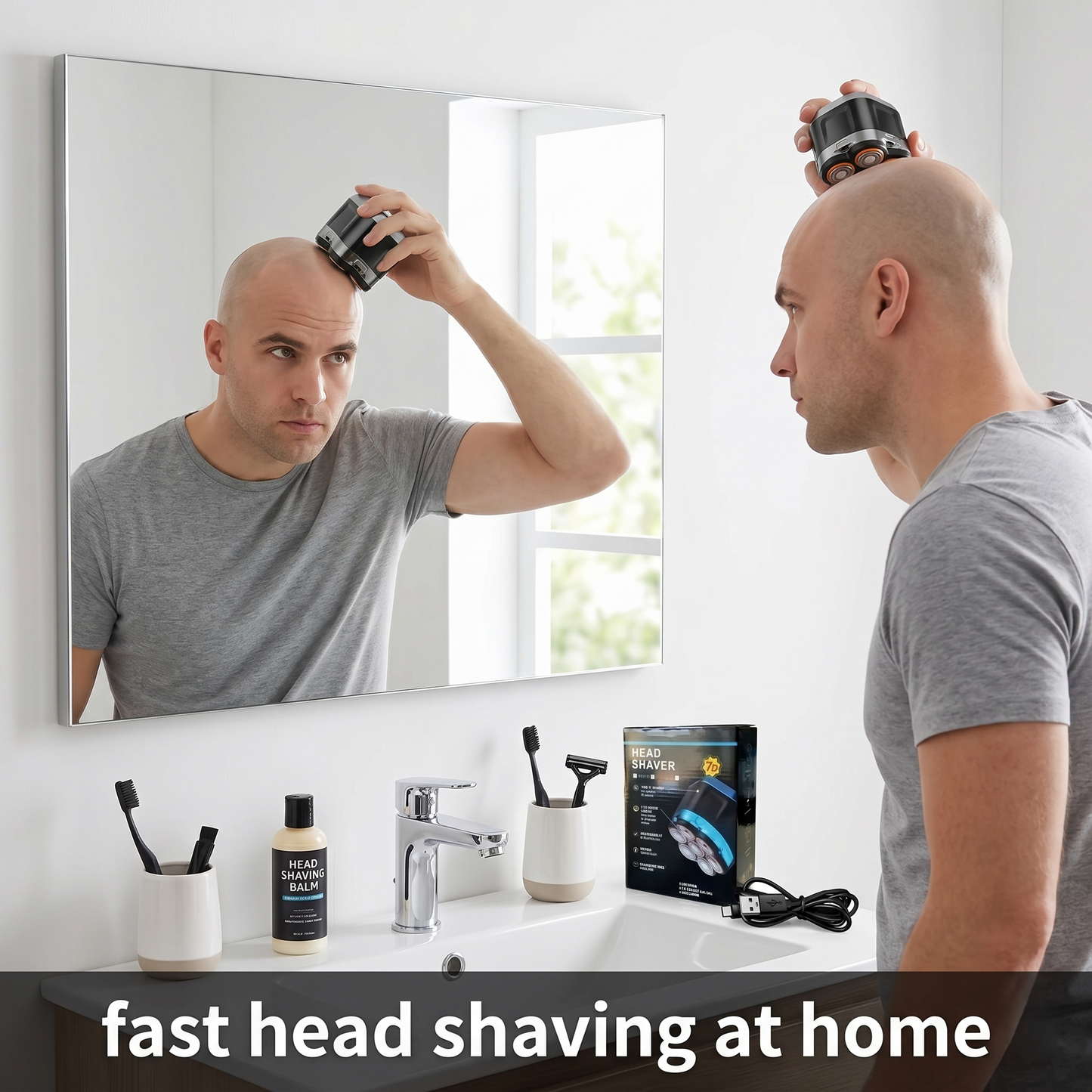 7D Floating Head Electric Shaver for Fast Bald Grooming