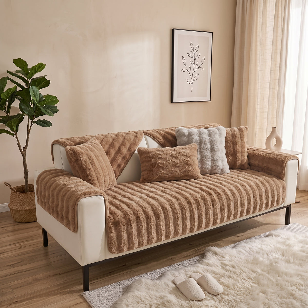 Plush Quilted Waterproof Non-Slip Modular Sofa Cover