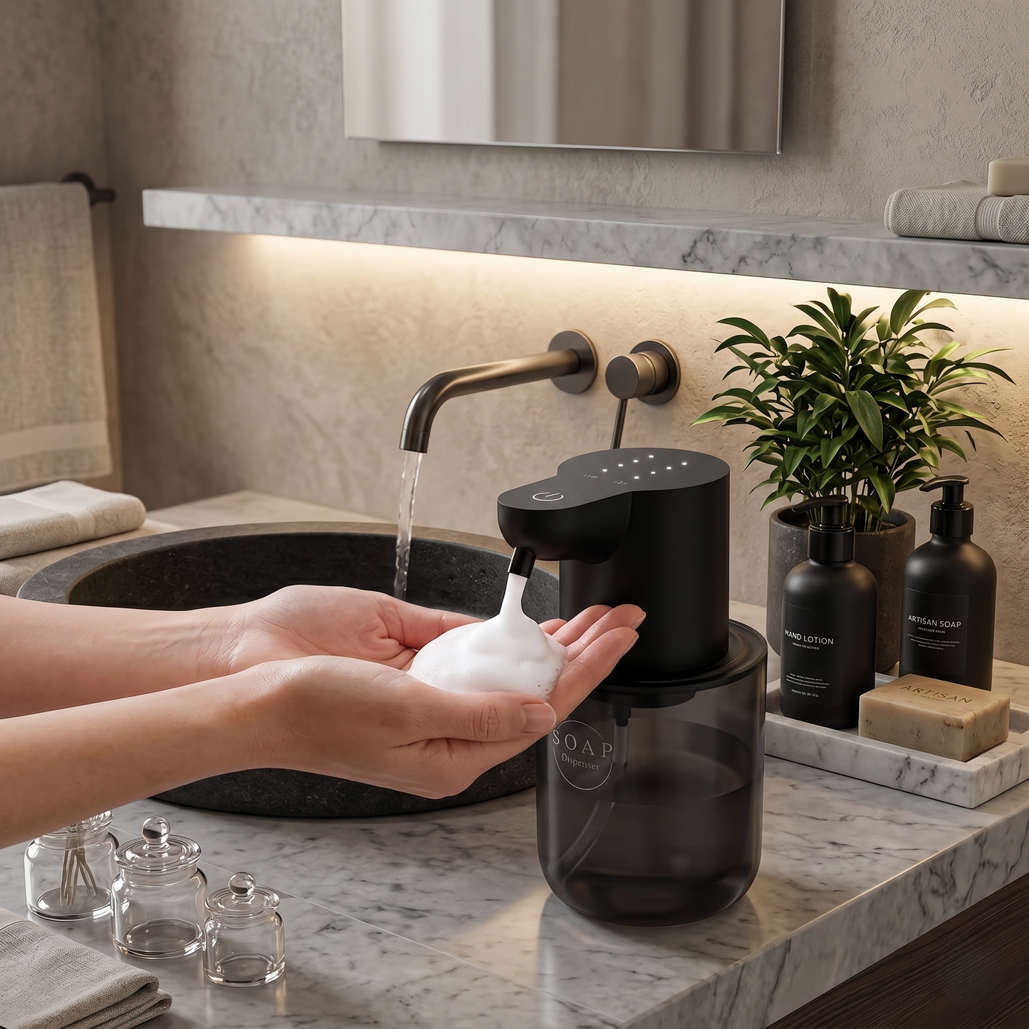 Kovelli™ Touchless Automatic Foam Soap Dispenser – Rechargeable Smart Sensor Dispenser for Kitchen & Bathroom