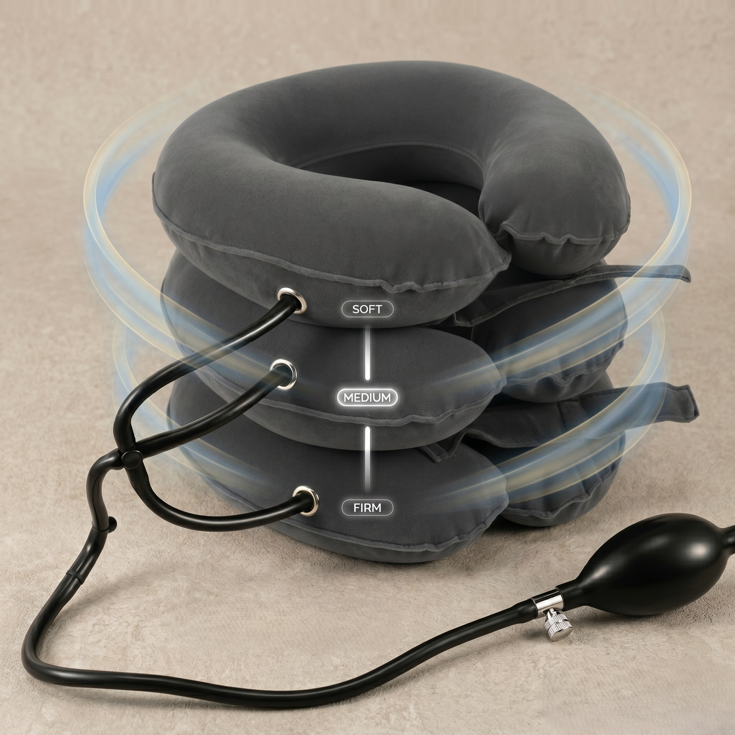 Inflatable Neck Traction Pillow with Adjustable Air Pump