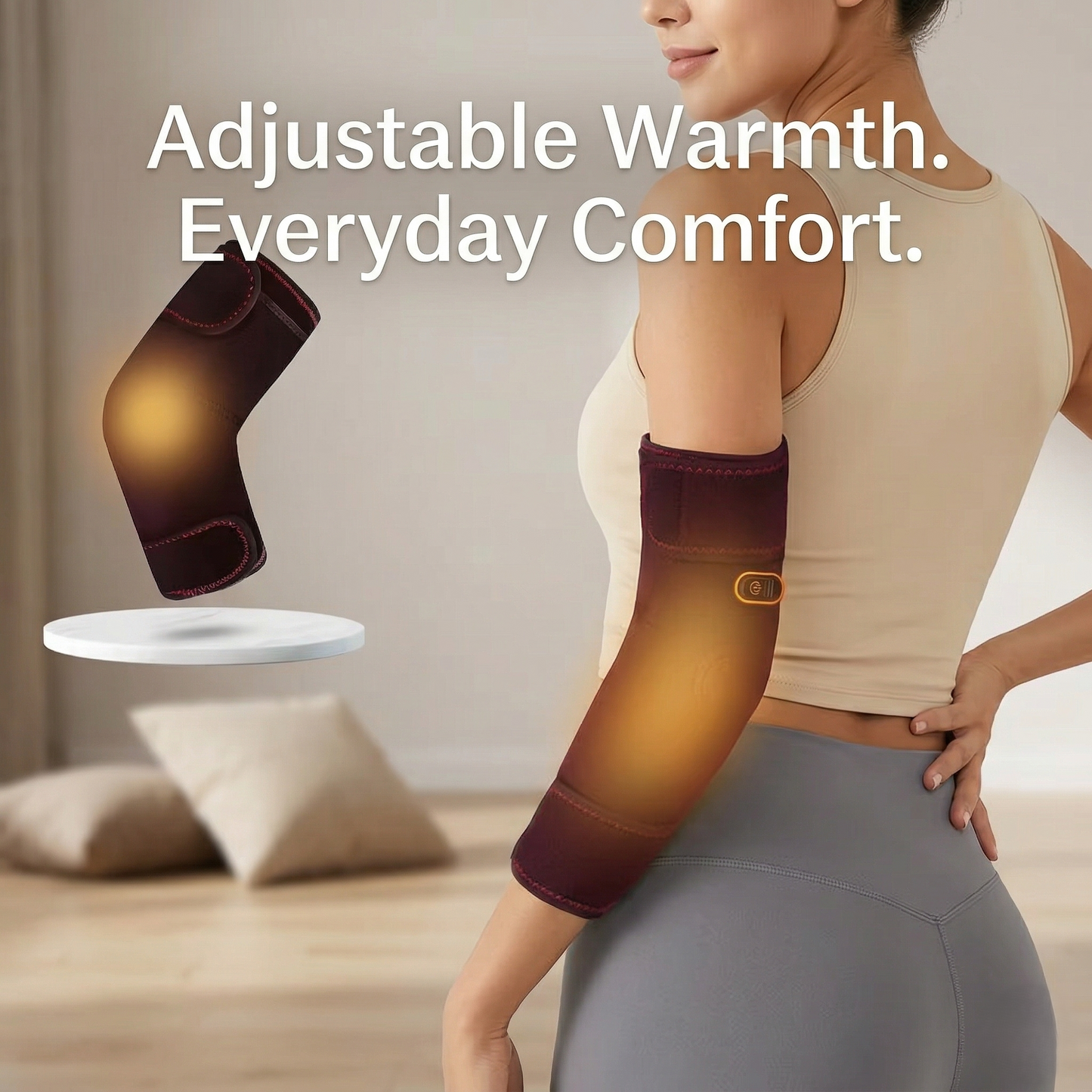 Heated Compression Elbow Sleeve with Adjustable Warmth & Massage Modes