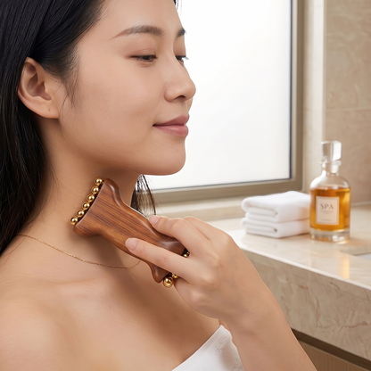 Manual Wooden Massage Roller for Neck & Body Relaxation