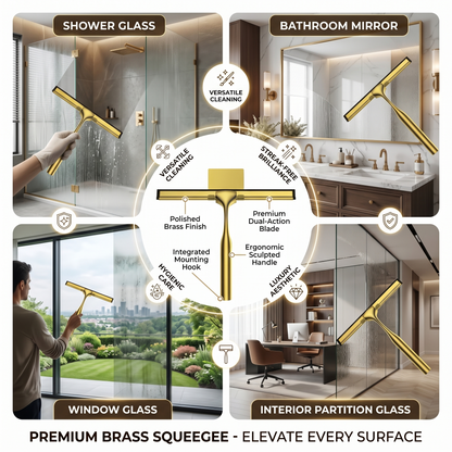 Kovelli Brass Shower Glass Squeegee With Wall Mount Hook