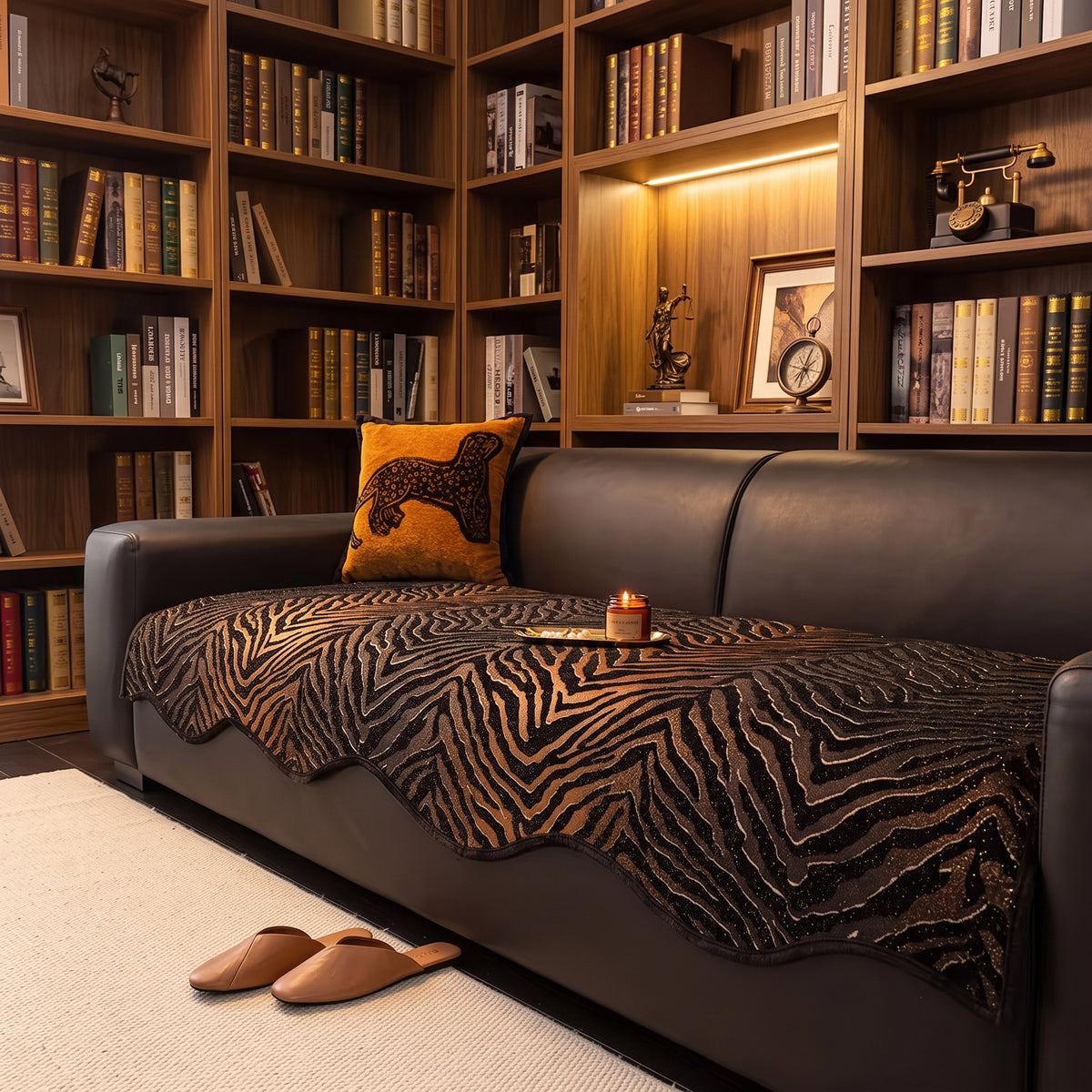 Wavy Plush Non-Slip Sofa Cushion Cover & Furniture Protector