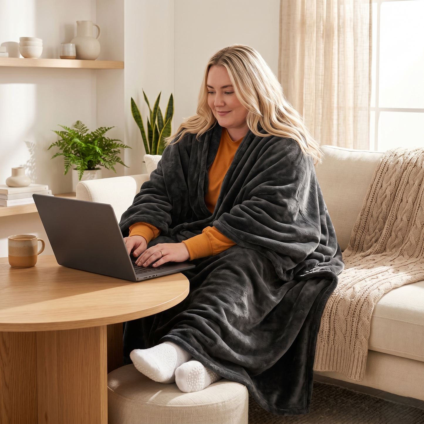 Oversized Wearable Blanket for Full-Body Comfort