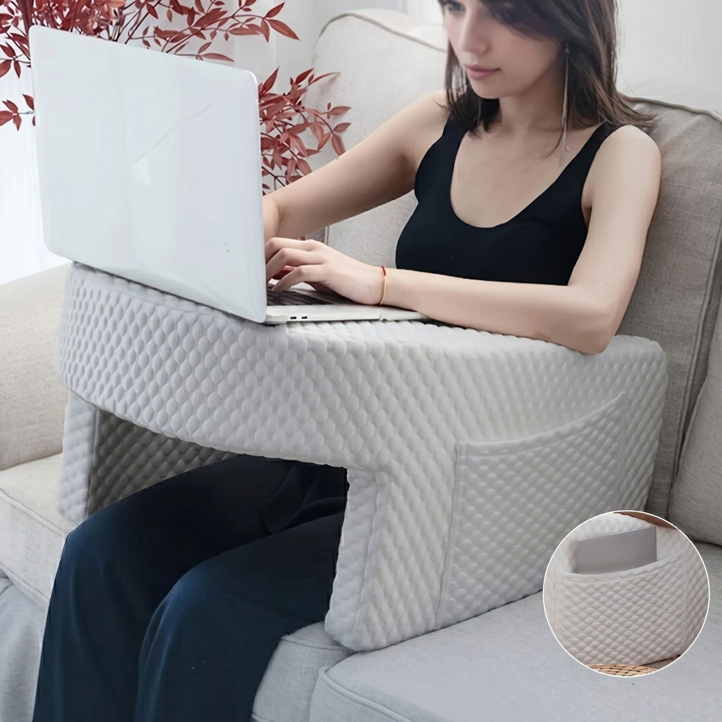Ergonomic Reading & Laptop Support Cushion with Side Pockets