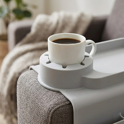 Premium Couch Arm Organizer Tray with Cup Holder & Storage Compartments