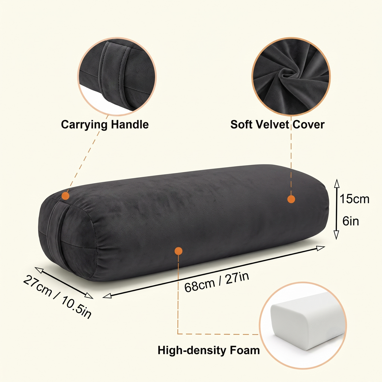 Kovelli Restorative Velvet Meditation Bolster