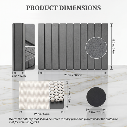 Foldable Quick-Dry Stone Bath Mat – Ultra Absorbent Diatomite Bathroom Mat, Non-Slip & Mold Resistant