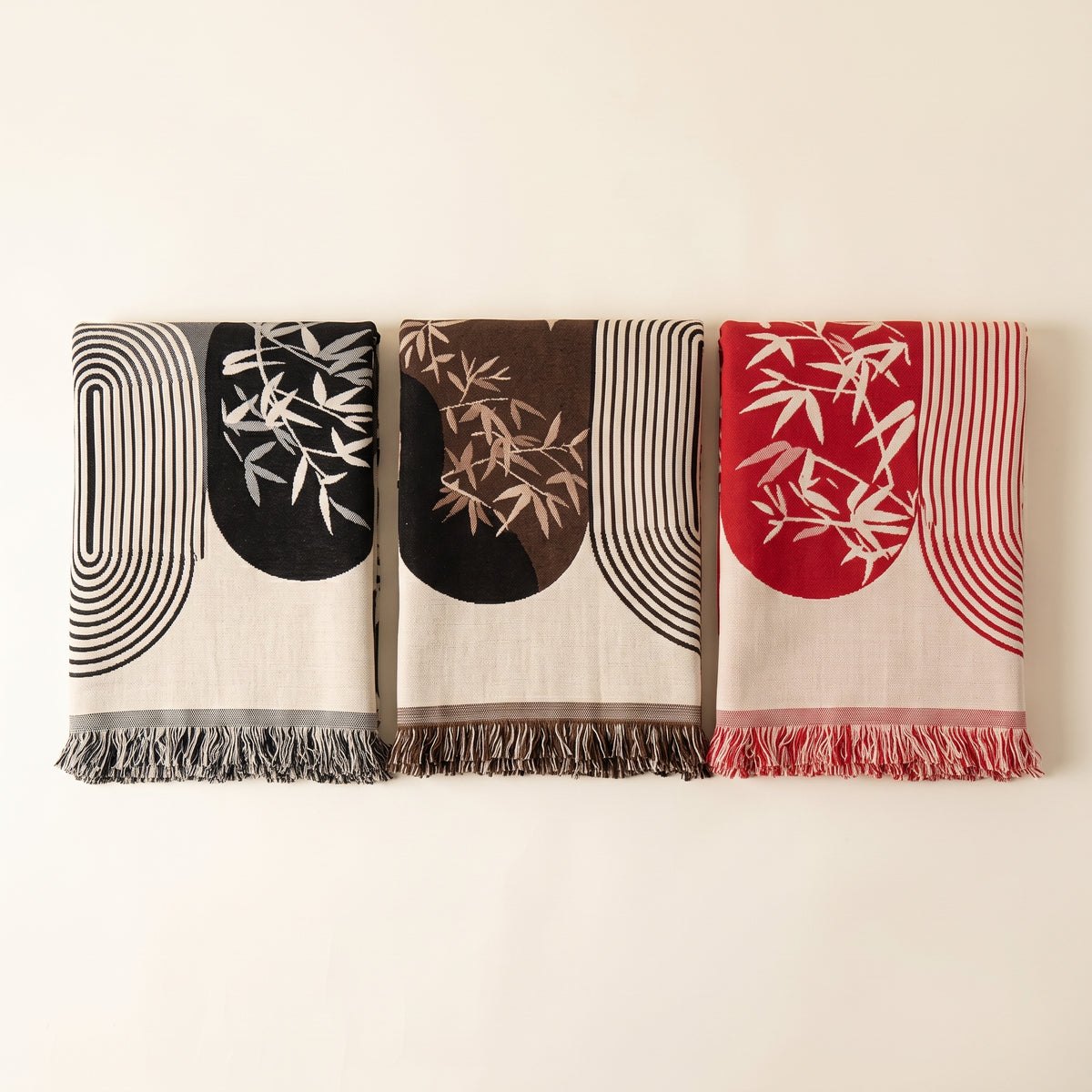 Geometric Anti-Slip Sofa Throw Cover with Tassel Fringe