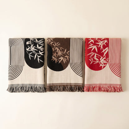 Geometric Anti-Slip Sofa Throw Cover with Tassel Fringe