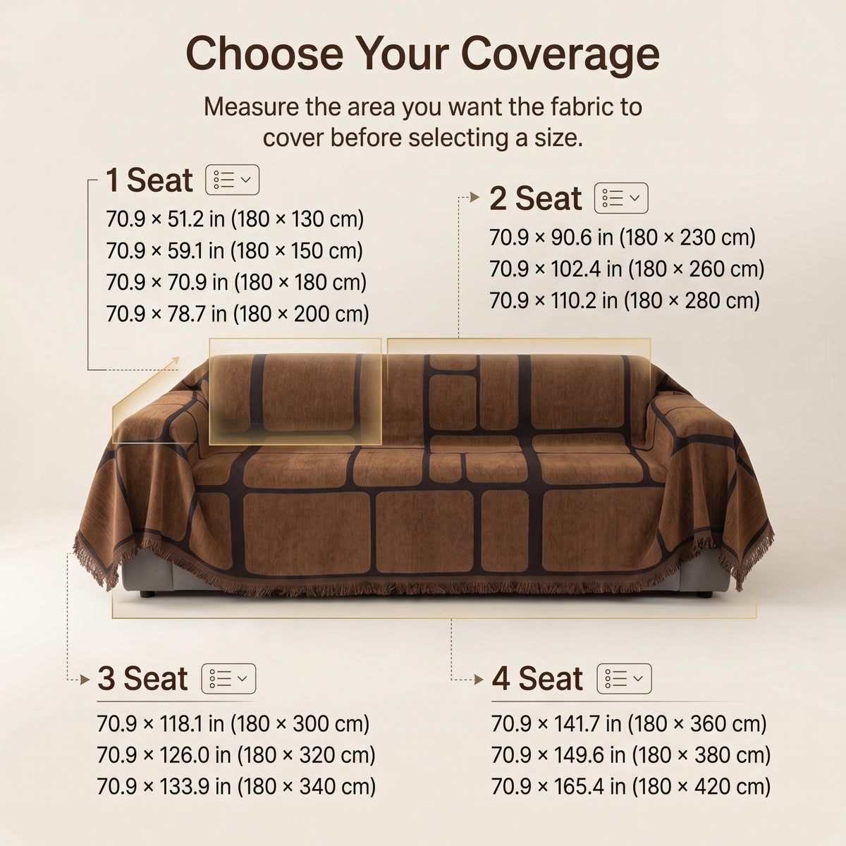 Geometric Jacquard Drape-Style Sofa Cover with Fringed Edge