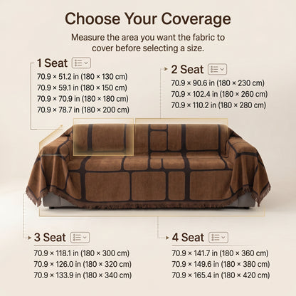 Geometric Jacquard Drape-Style Sofa Cover with Fringed Edge