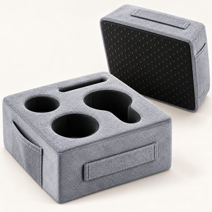 Couch Cup Holder Caddy Pillow with 4-Compartment Organizer & Side Pocket