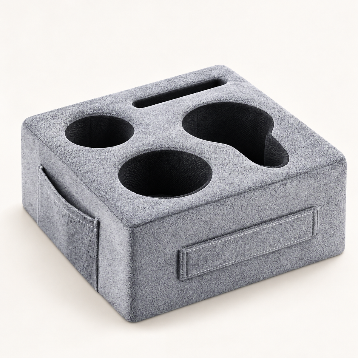 Couch Cup Holder Caddy Pillow with 4-Compartment Organizer & Side Pocket