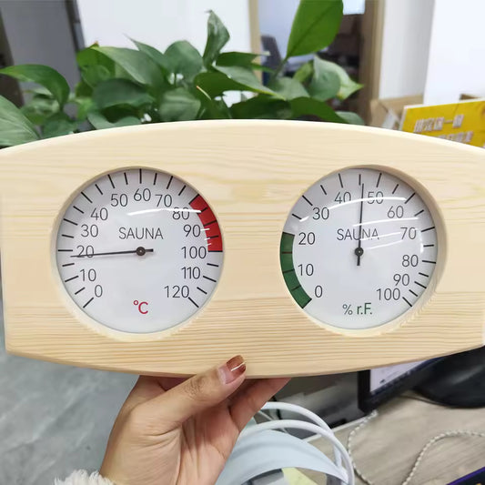 Wood Sauna Thermometer and Hygrometer Wall Mount Gauge