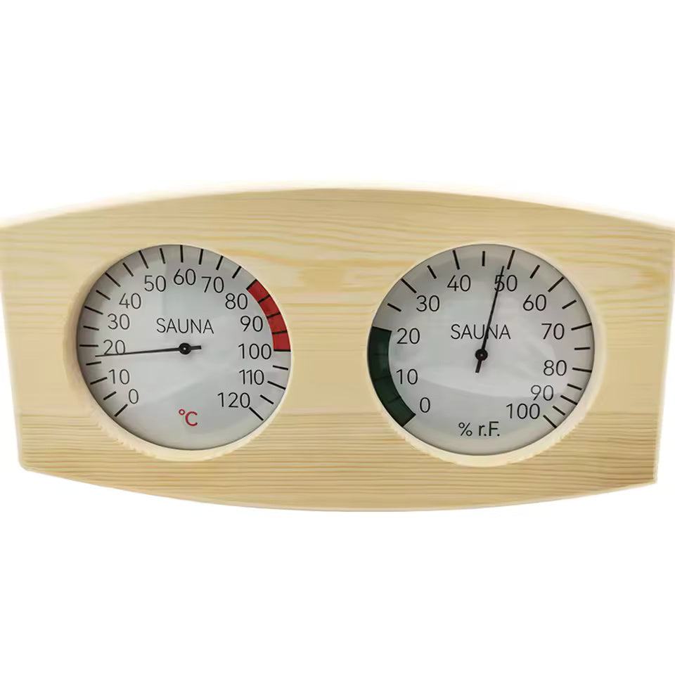 Wood Sauna Thermometer and Hygrometer Wall Mount Gauge