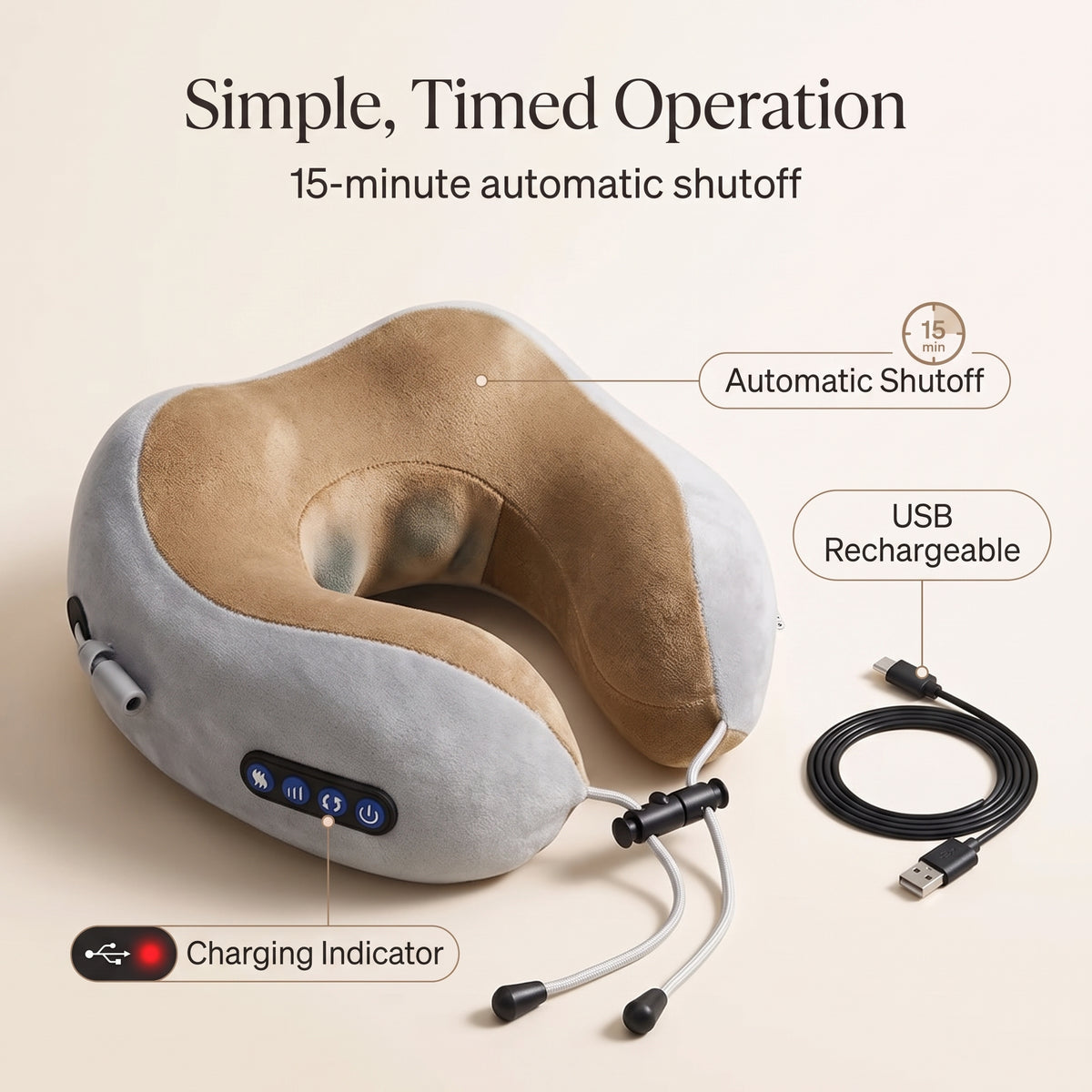Heated U-Shaped Kneading Neck Massager with Vibration