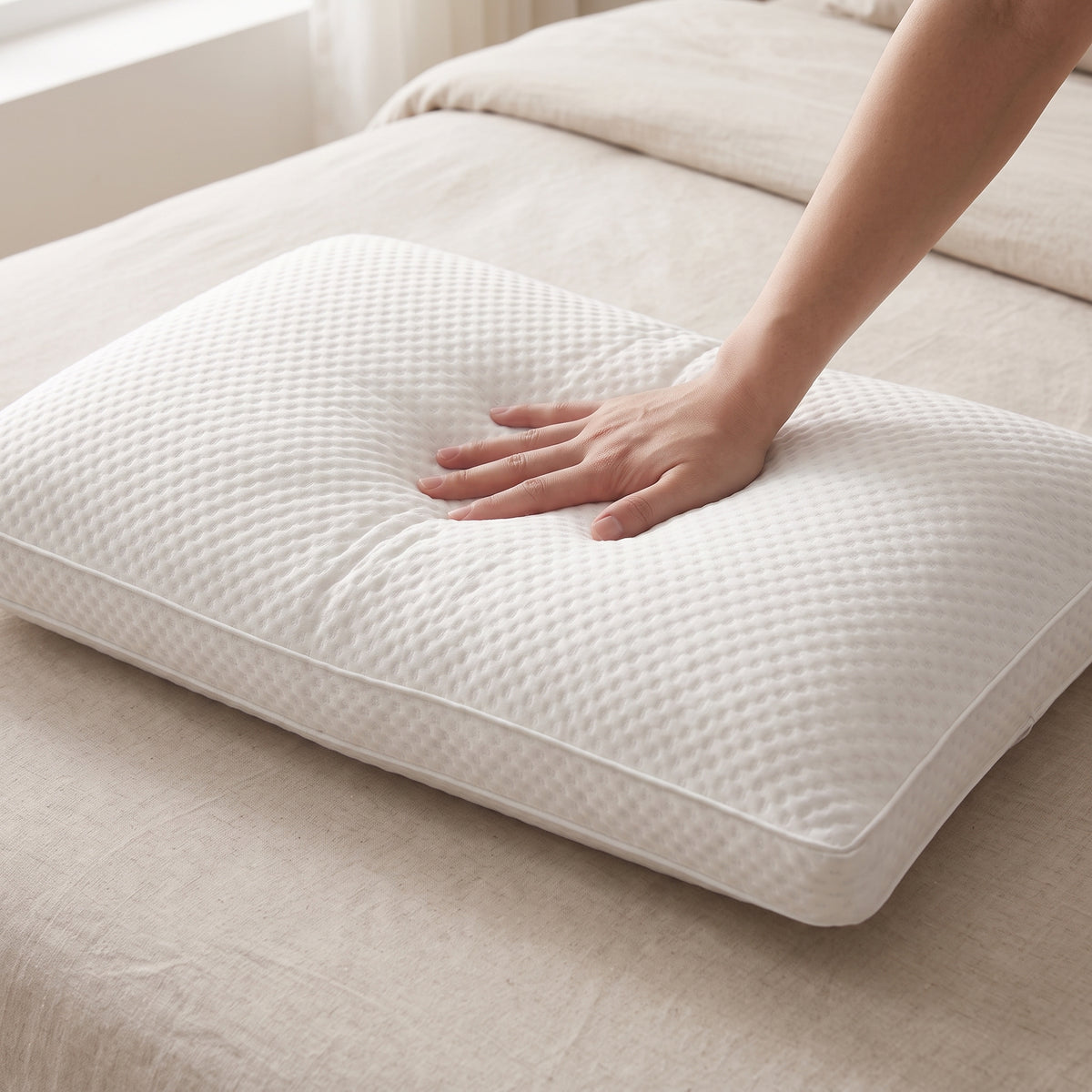 High-Rebound Sleeping Pillow with Breathable Knit Cover