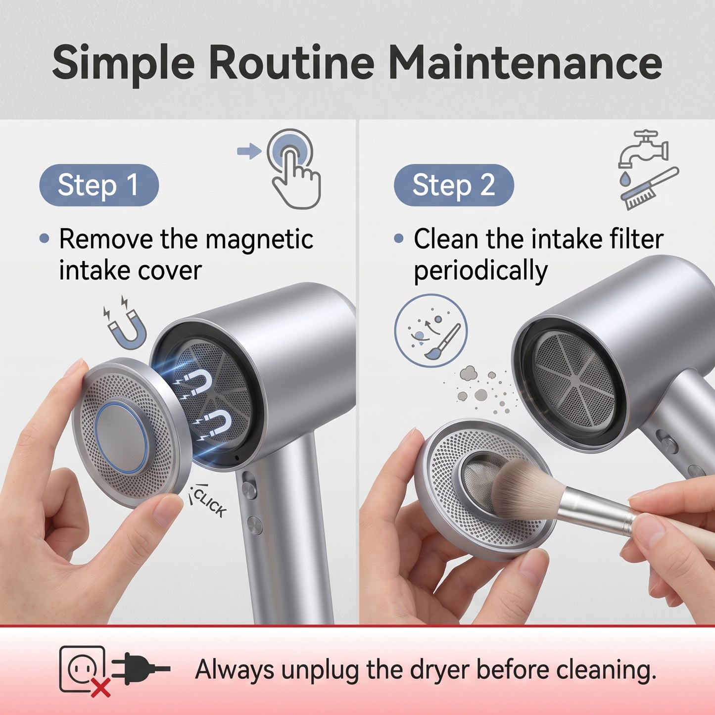 High-Speed Brushless Hair Dryer with Magnetic Styling Nozzle