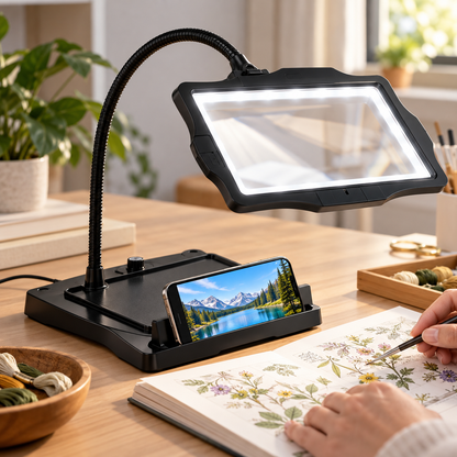10X Full-Page LED Magnifier with 3-in-1 Flexible Stand