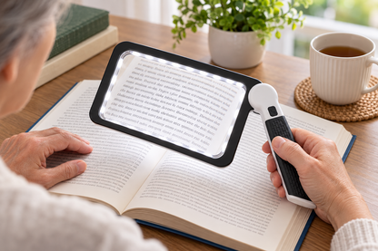 5X Large-View 48-LED Reading Magnifier with Adjustable Folding Handle